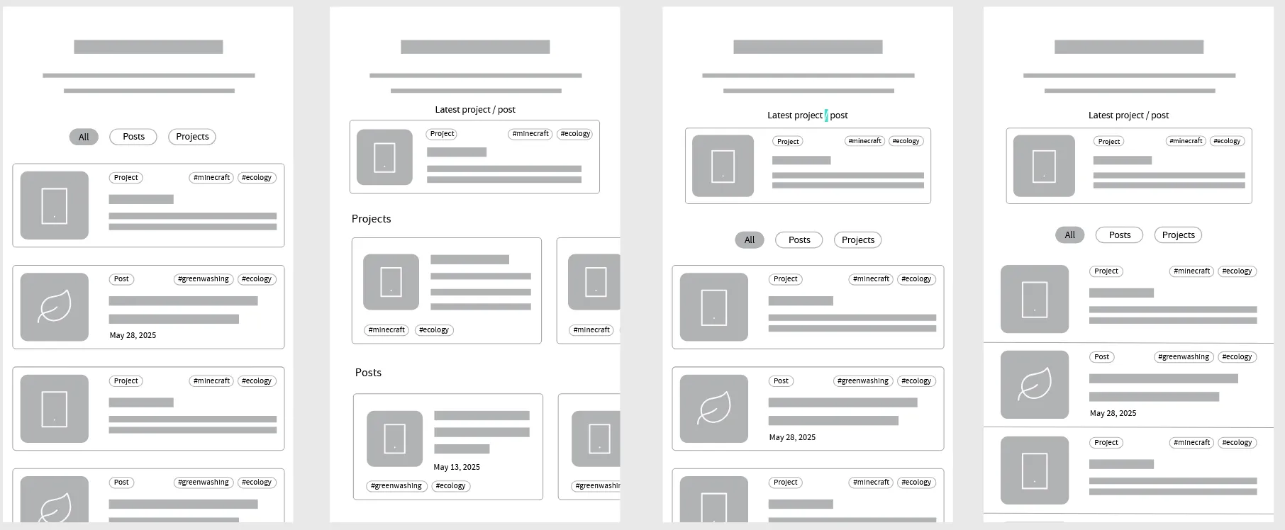Layout research for the home feed on small screens