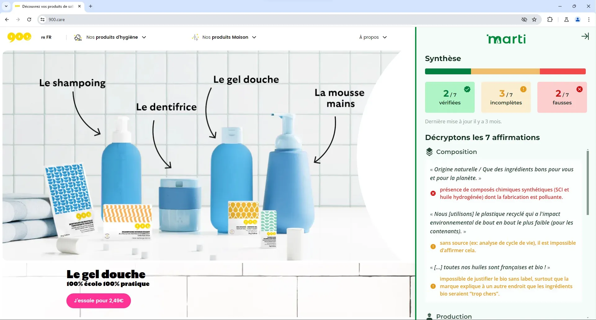 The extension opened on a brand website