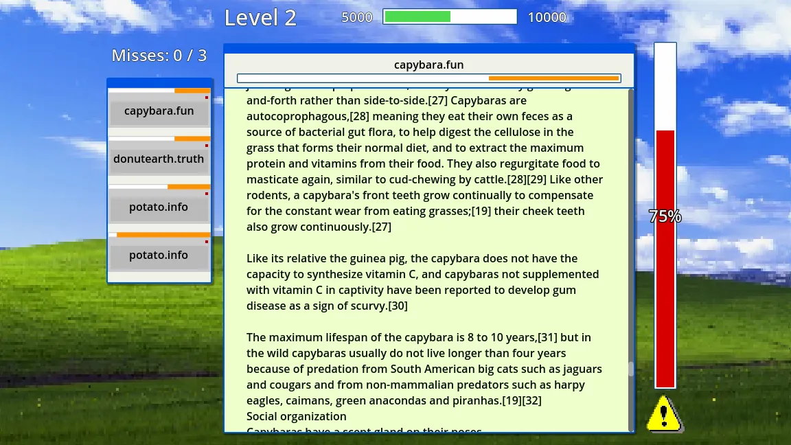 The game, second level, leak risk is high and where the $$$$ is that button?