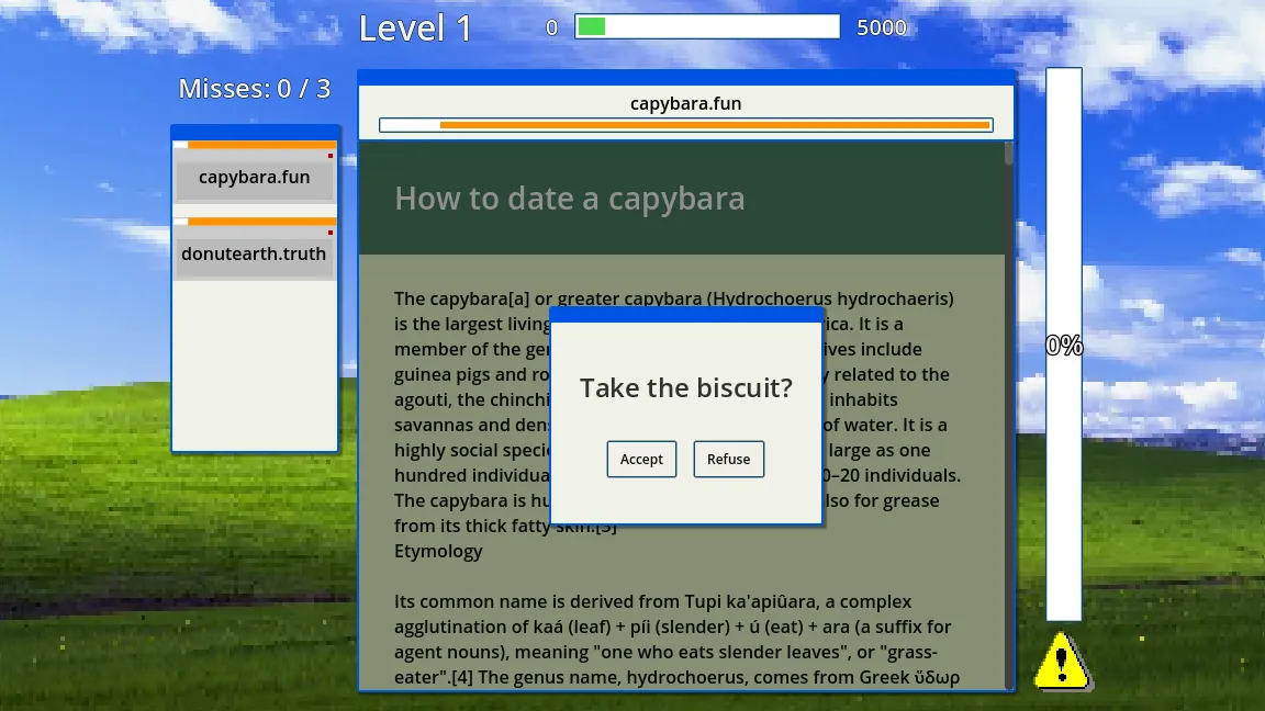 The game, asking you to take the biscuit